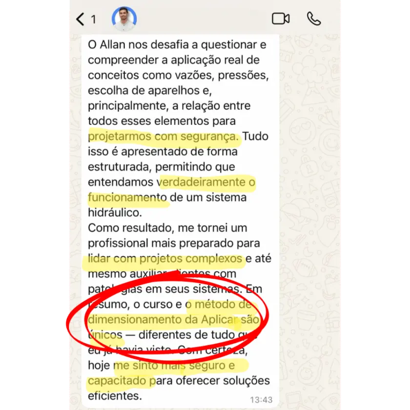 Print de conversa de aluno da Escola Aplicar